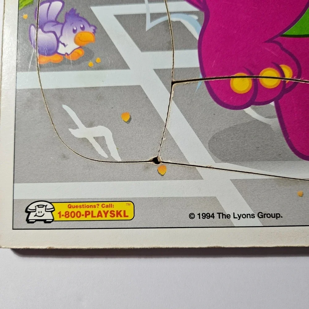 Barney Playing Hopscotch Vintage 1994 Playskool 9 Piece‎ Puzzle 328-14  Ages 2-5